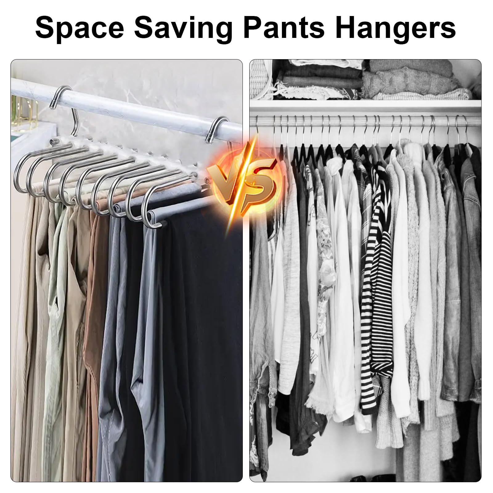 2 Pack trouser hangers space saving, 9 In 1 Non-Slip Multifunctional Pants Rack, Clothing Rack for Closet Storage - Ideal for Jeans, Pants, Skirts