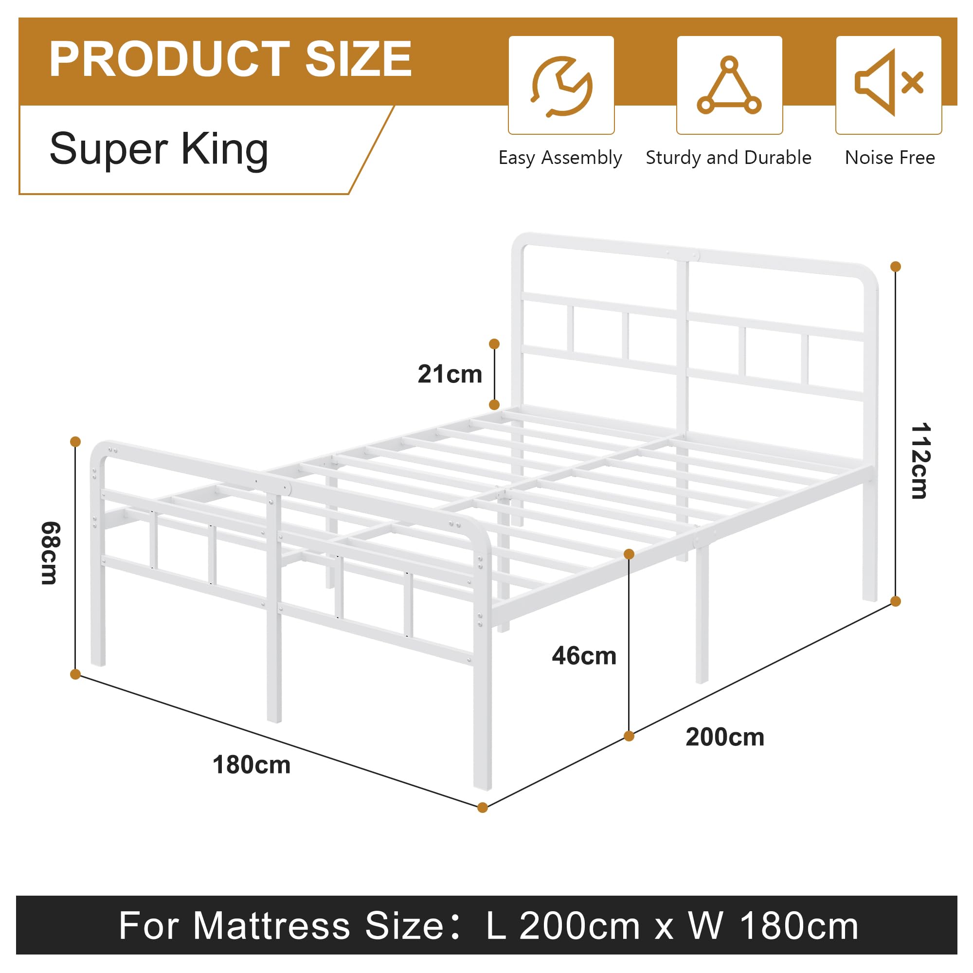 Yicensen Super King Bed Frame with Headboard and Footboard