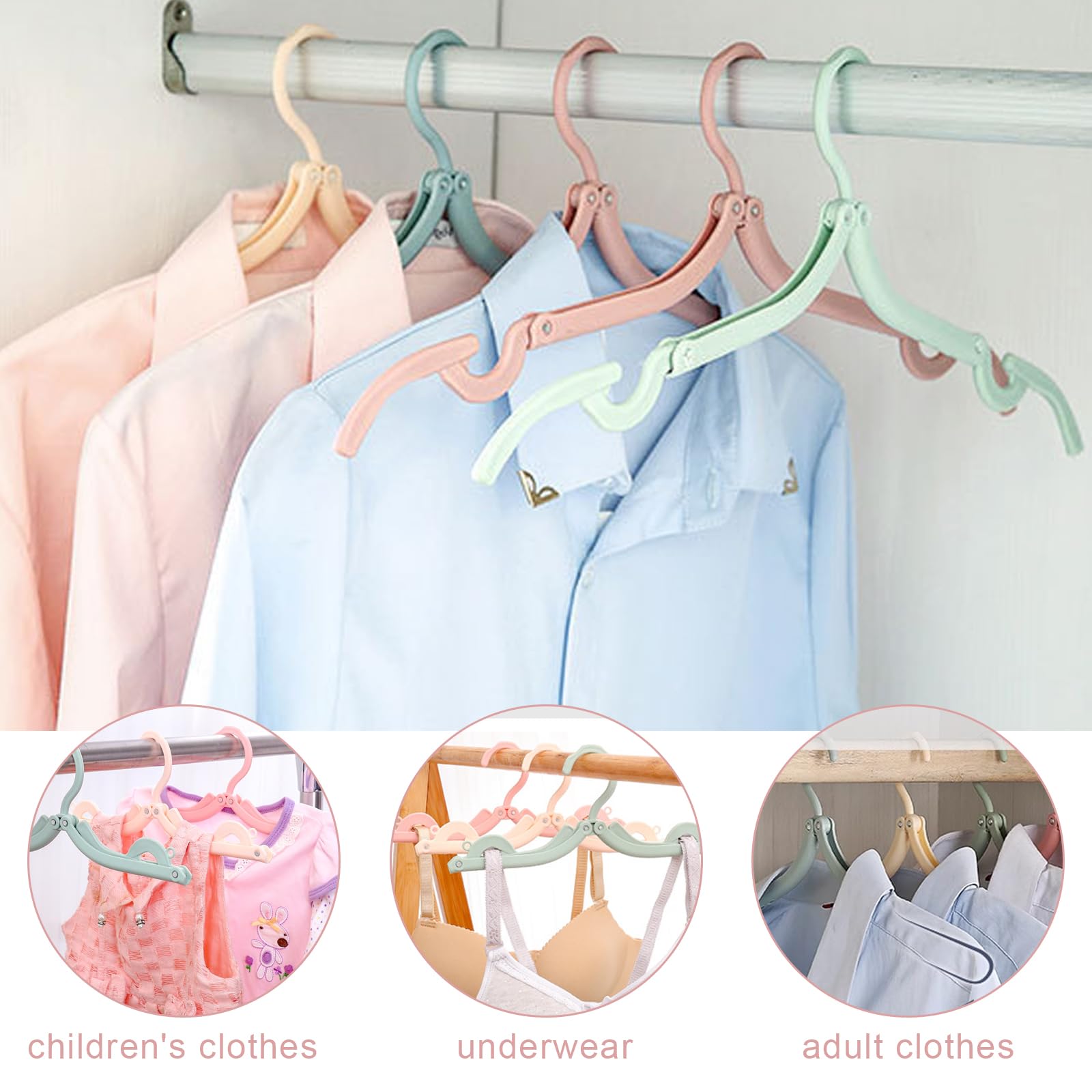 Travel Hangers 20 PCS Folding Clothes Hangers Portable Plastic Clothes Coats Hangers Non-SlipTravel Hanger Portable Folding Foldable Space Saving