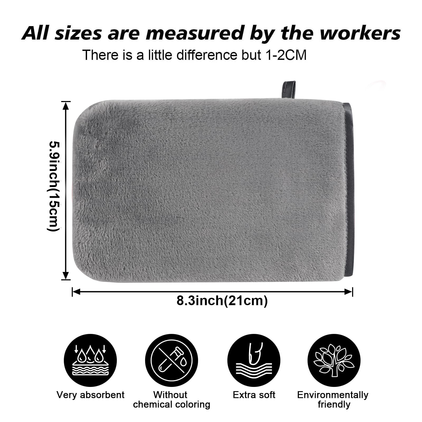 PHOGARY Pack of 8 Microfibre Body Wash Mitts Set, Flannels Soft Face Mitts, Bath SPA Cloth, Reusable Makeup Remover Mitt Gloves, 15x21 cm, Grey