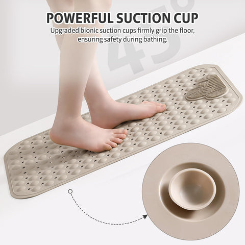 XIYUNTE Shower Mat Non Slip Anti Mould for Elderly, 70 x 40cm Non Slip Shower Mat for Inside Shower with Foot Massage