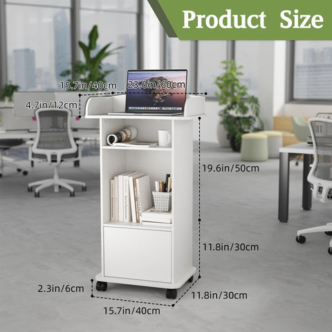 Turosur Mobile & Podium Lectern with Storage Cabinet & Adjustable Shelf