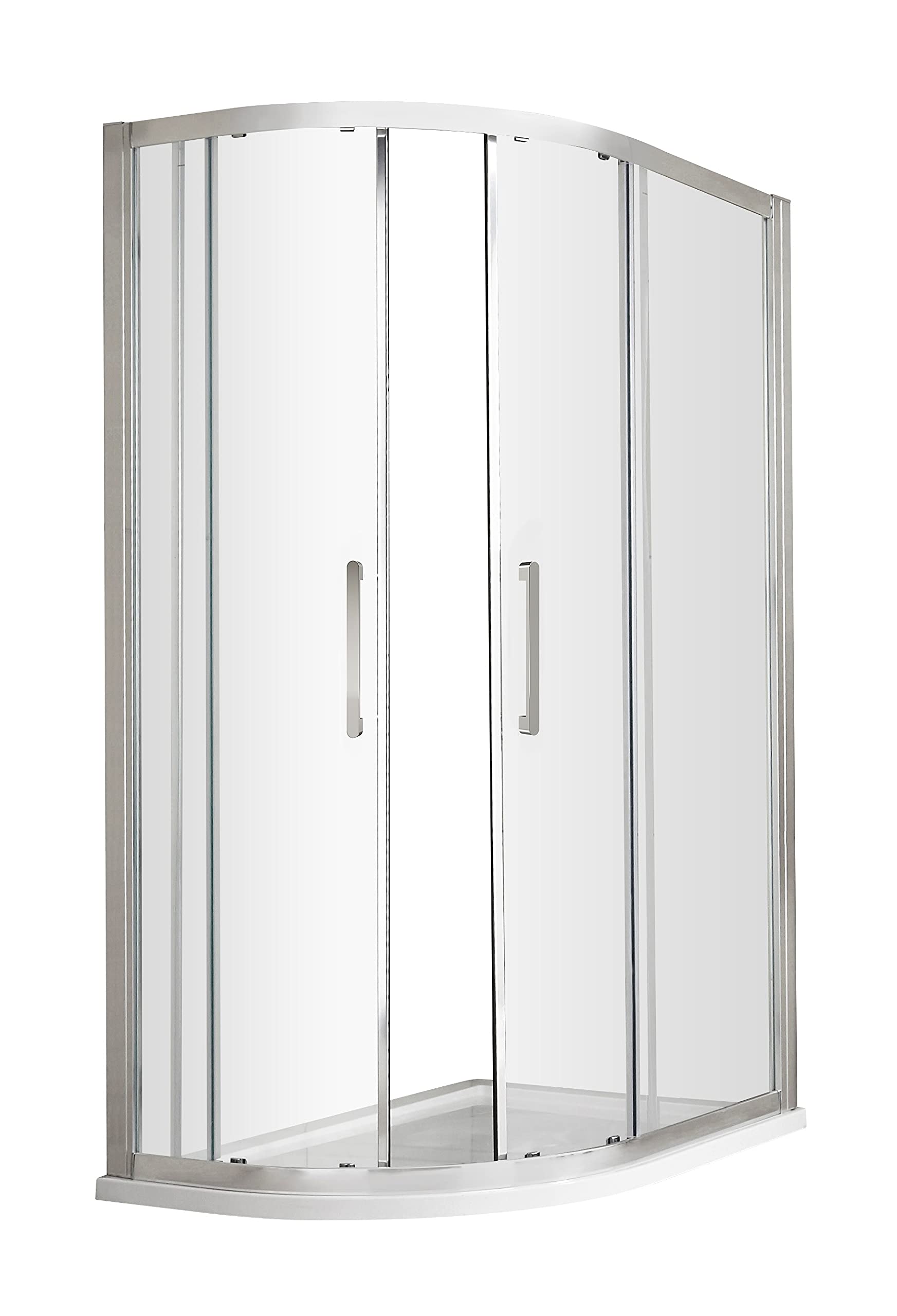 Hudson Reed M1290QH4 Apex Modern Bathroom EasyFit Offset Quadrant Shower Enclosure with 8mm Toughened Safety Glass and Round Handles, 1200mm x 900mm