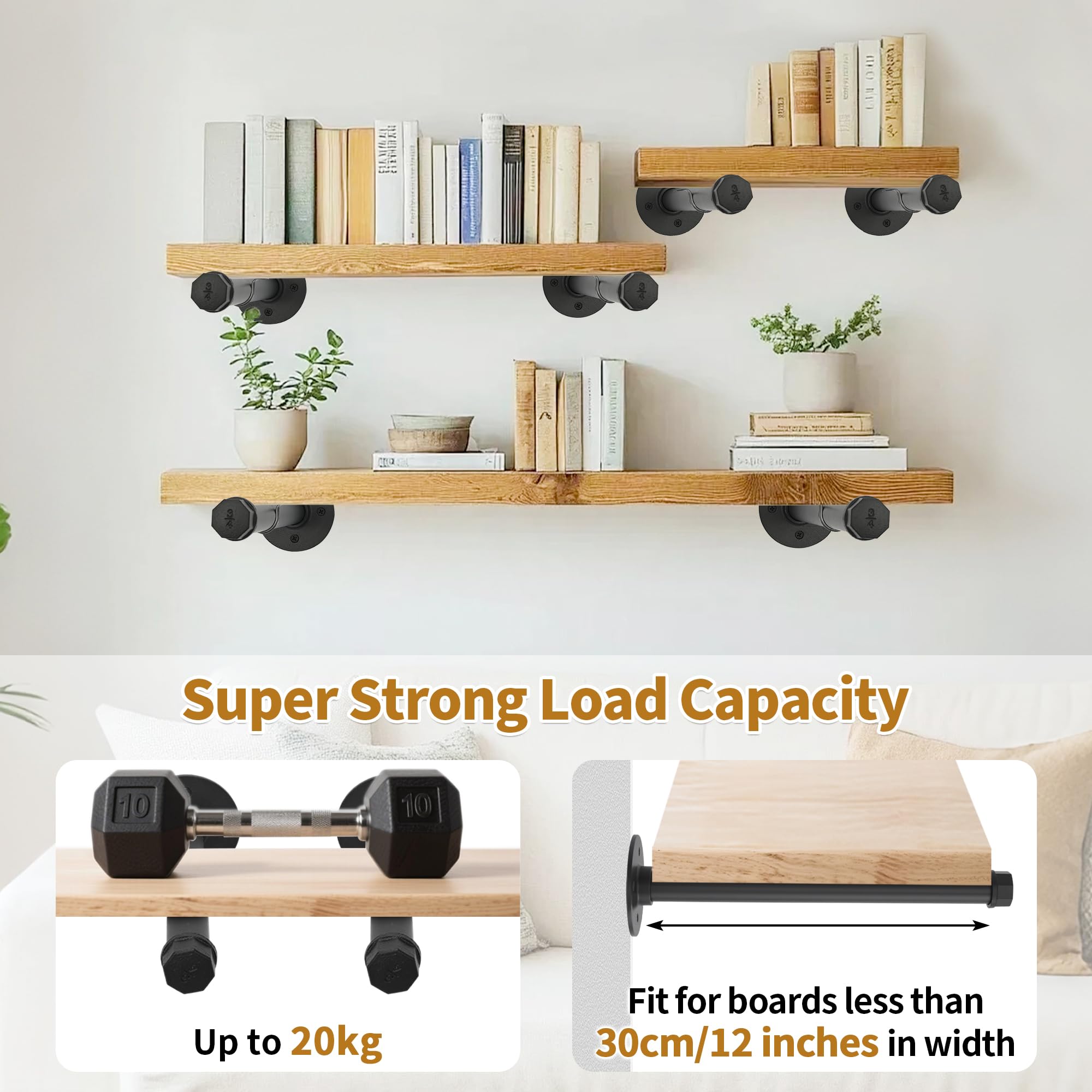 aleawol 8pcs Industrial Pipe Clothes Bar 12 Inch Wall Mounted Clothing Rack
