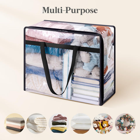 Lifewit 3 Pack Clear Storage Bags, 40L Plastic Clothes Storage Bags