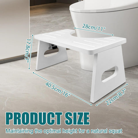 Bamboo Toilet Stool 7 Inch - Foldable Squatting Step Stool for Adults, Kids & Elderly - Anti-Slip Bathroom Stool for Better Pooping Posture