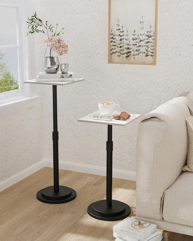 GUOHNHE Square Side Table, Height Adjustable Drink Stand, 1 Pack, White
