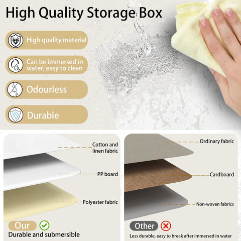 Yawinhe Foldable Storage Boxes, 5 Pack Fabric Baskets,33x23x20cm,White