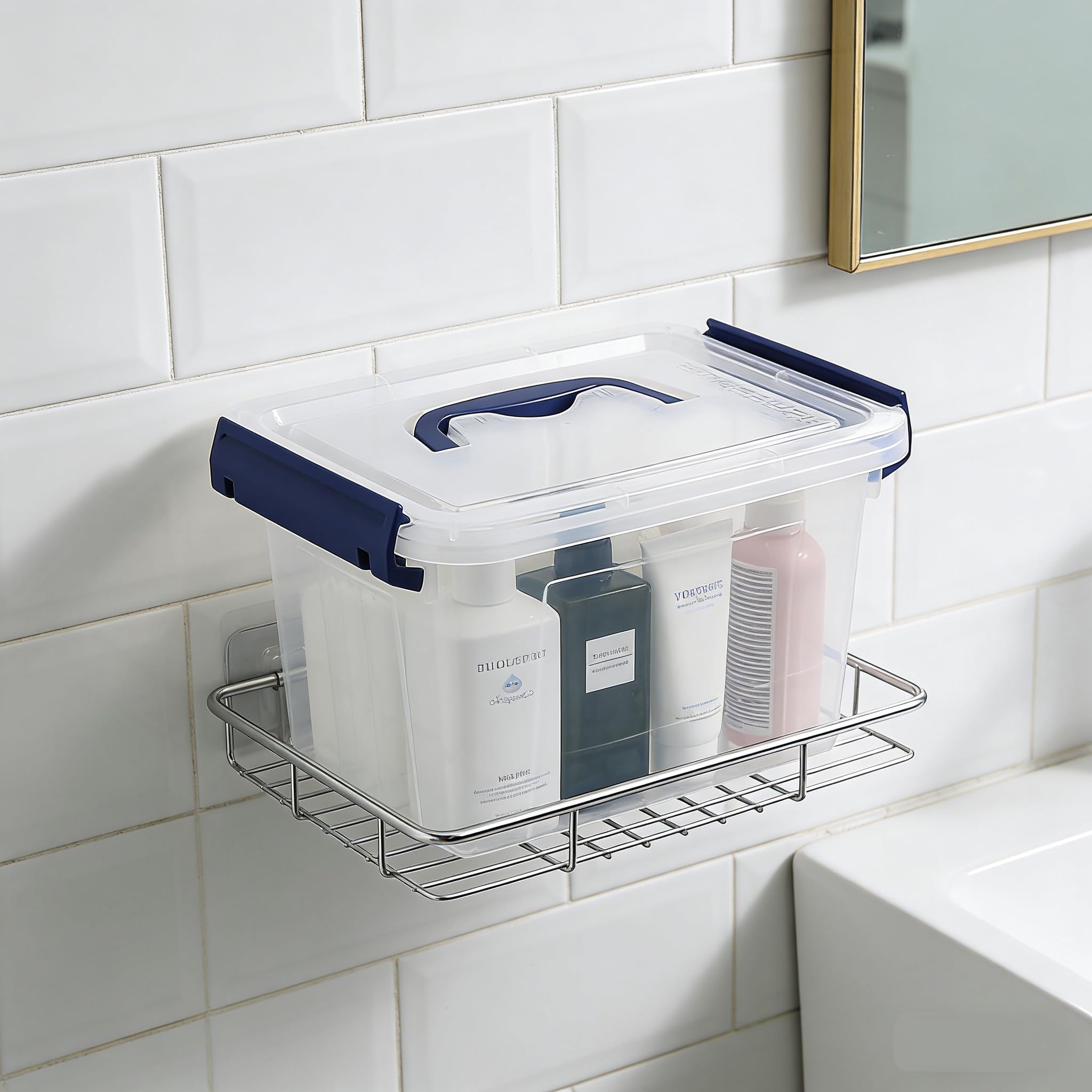 Parlynies 3L Plastic Storage Container Bin with Latching Lid, Small Storage Bin Tote Stackable and Nestable Organizing Box, Pack of 6