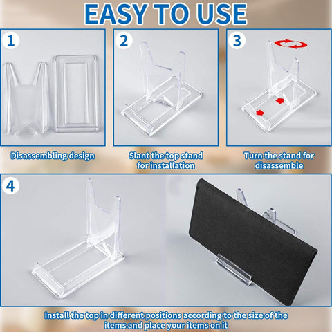 Eidoct 15Pcs Clear Plastic Display Stand, Two Part Adjustable Acrylic Stand