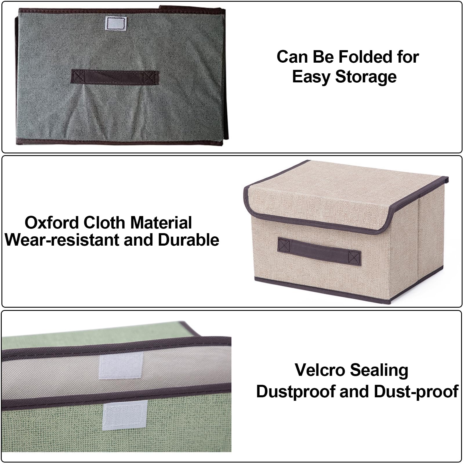 chiquieray Set of 4 Foldable Storage Box,Fabric Storage Boxes,Collapsible Storage Box with Lids