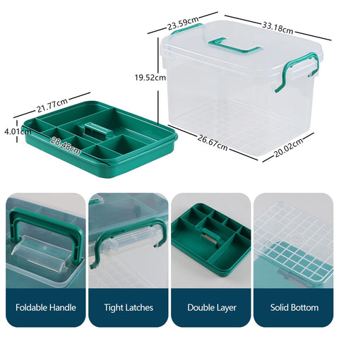 Gloreen Empty First Aid Organizer Box, Clear Medicine Storage Box with Lid