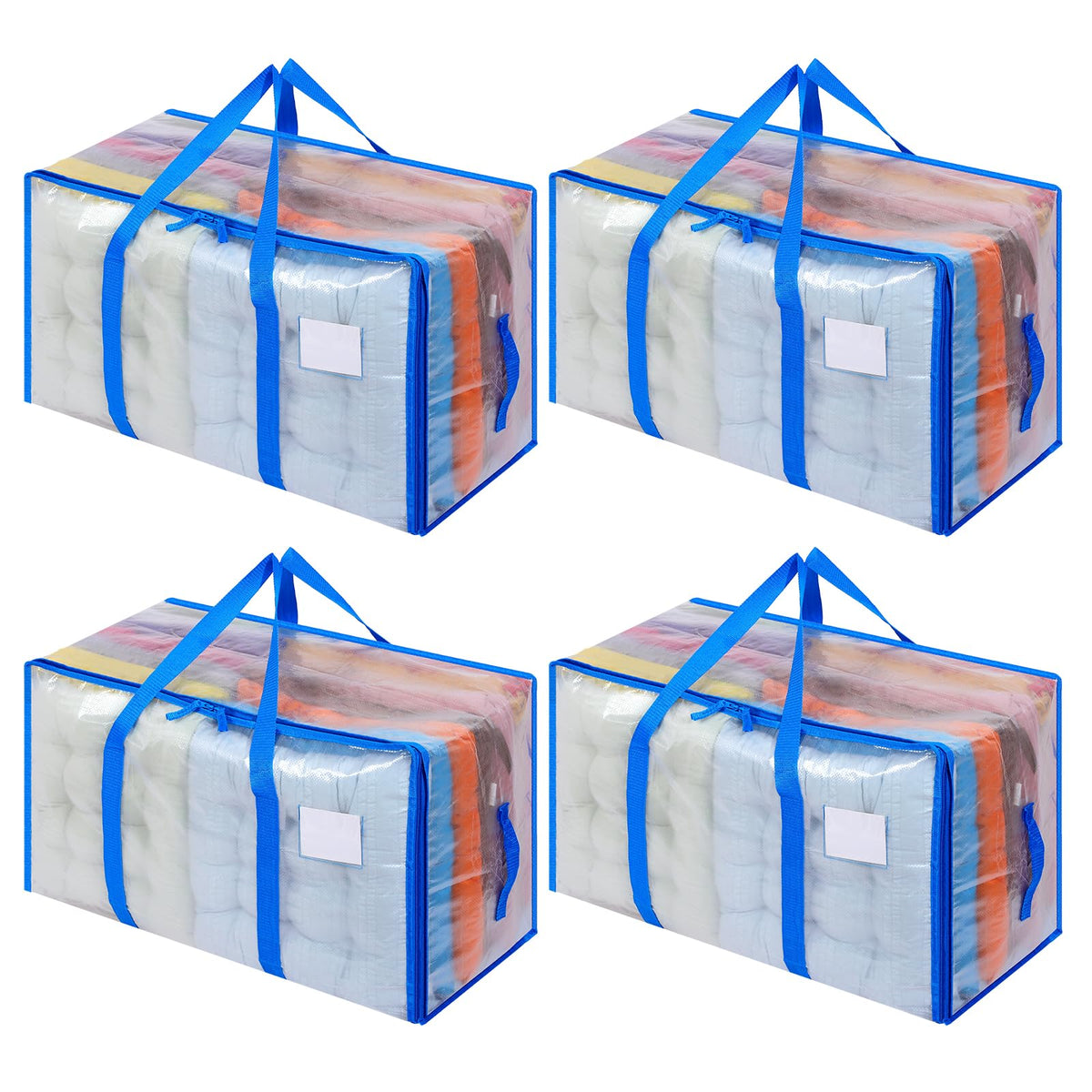 Dntorx 4 Pack 105L Moving Bags Clothes Storage Bags Drom Packing Box, Blue