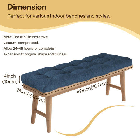 FlyGulls Indoor Bench Cushion for Indoor Furniture 106x40cm Navy