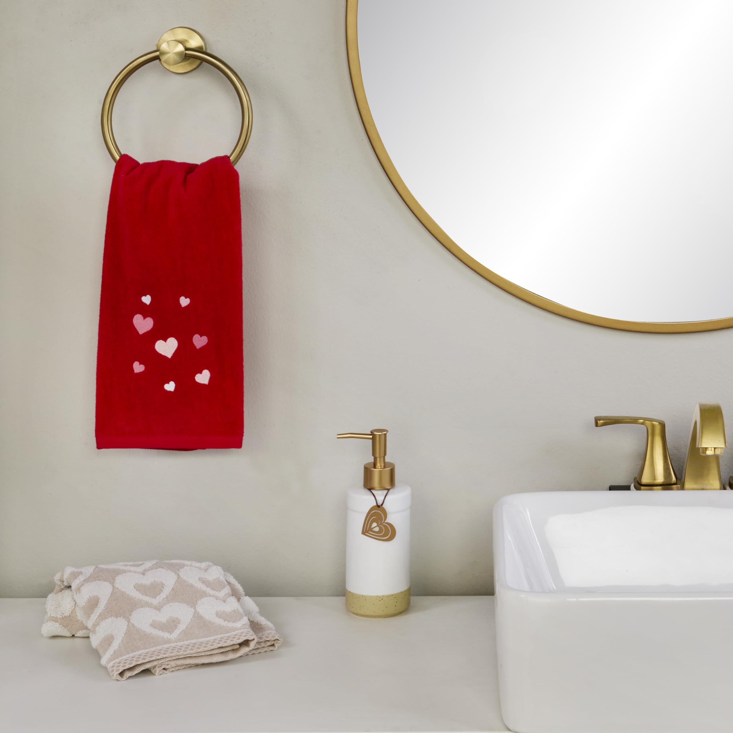 SKL Home Valentine's Day Tossed Hearts Hand Towel Set, 2 Count