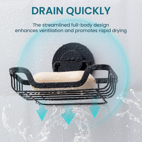 TAILI Suction Soap Dish for Shower,Drill-Free Sink Holder,Black