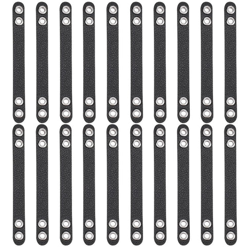 NBEADS 20 Pcs Coat Hanging Chains, Imitation Leather Bag Webbing Straps with Silver Metal Eyelets Durable Coat Loops Hanger Straps for Coats Jackets