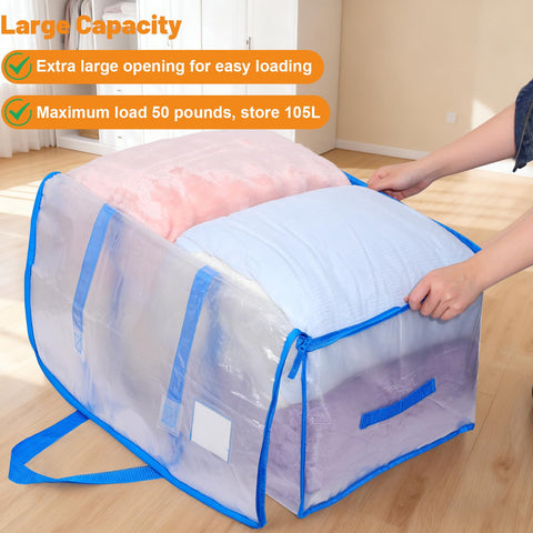 Dntorx 8 Pack 105L Moving Bags Clothes Storage Bags Drom Packing Box, Blue