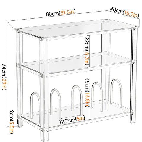 solaround Clear Acrylic Record Player Stand, with Vinyl Records Storage