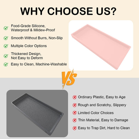 Silicone Bathroom Vanity Tray, Kitchen Counter Trays, 20x10cm Toilet Tank, Rectangular Silicone non-slip, Easy to Clean and Shatterproof, for Perfume