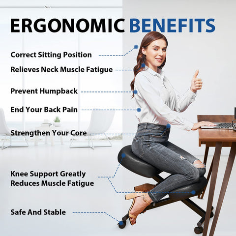 Himimi Kneeling Chair Ergonomic with Thick Memory Foam Cushion, Height Adjustable Office Stool