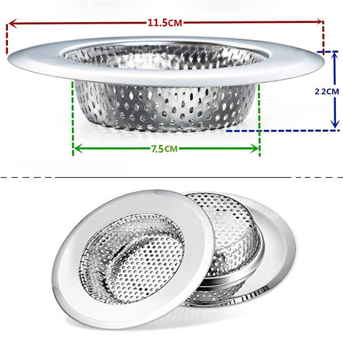 2 Pack Tomario Stainless Steel Kitchen Sink Strainer, Standard Sink Drain Protector Hair Catcher for Kitchen Bathroom Shower Kitchen Dishwasher Safe