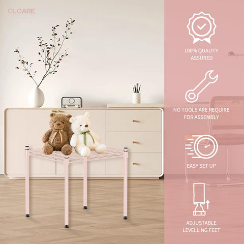 CLCARE Stacking Shelf Adjustable, Stackable & Expandable, Heavy Duty Storage Shelving Unit, Cabinet Organizer Shelf (Pink,1-Tier)