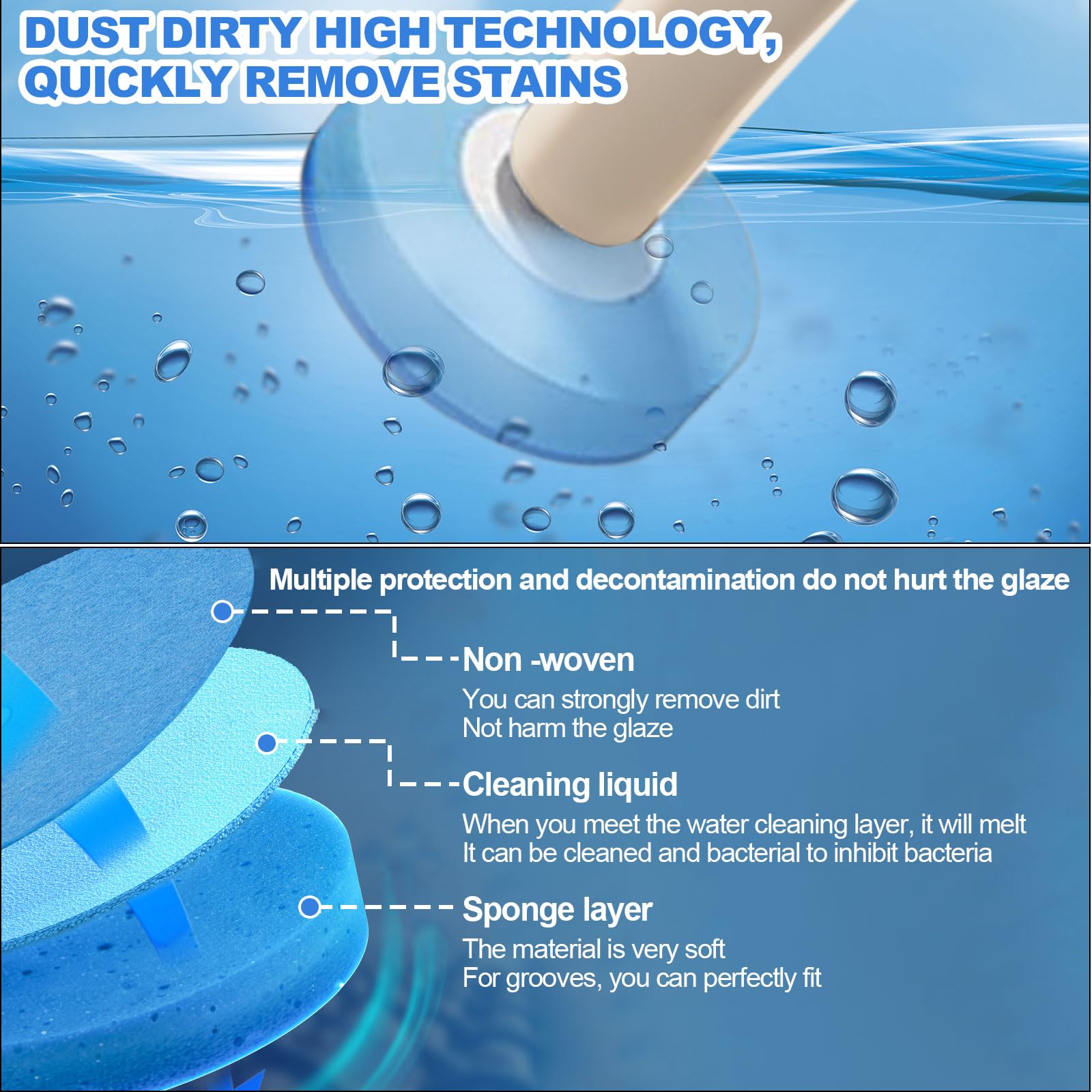 Toilet Wand Refills - 32 Disposable Toilet Brush Heads for Single Use Disposable Replacement Head For Toilet wand Toilet Brush Head Replacement Layer