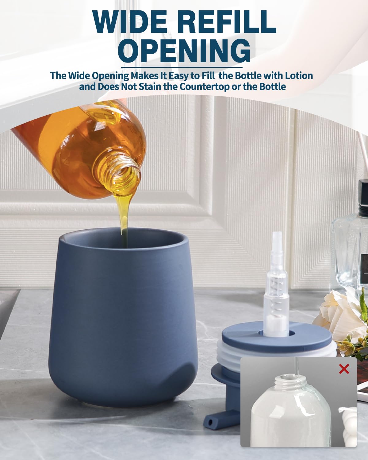 BosilunLife Ceramic Soap Dispenser for Bathroom 12Oz