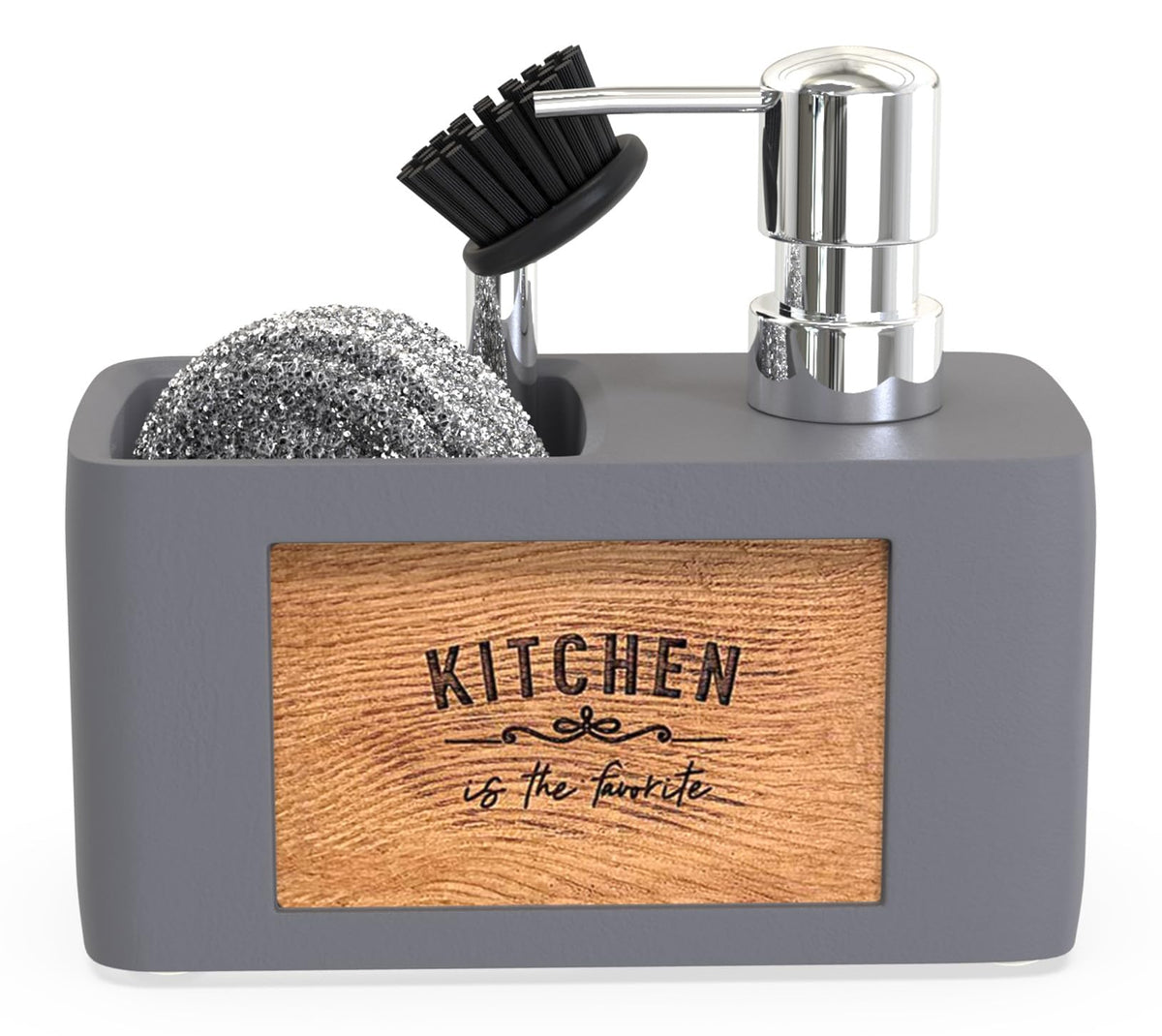 CHILL HOUSE Grey Soap Dispenser – Sink Organizer – Kitchen Accessories – Fairy Dispenser