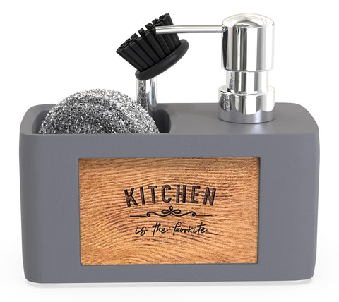 CHILL HOUSE Grey Soap Dispenser – Sink Organizer – Kitchen Accessories – Fairy Dispenser
