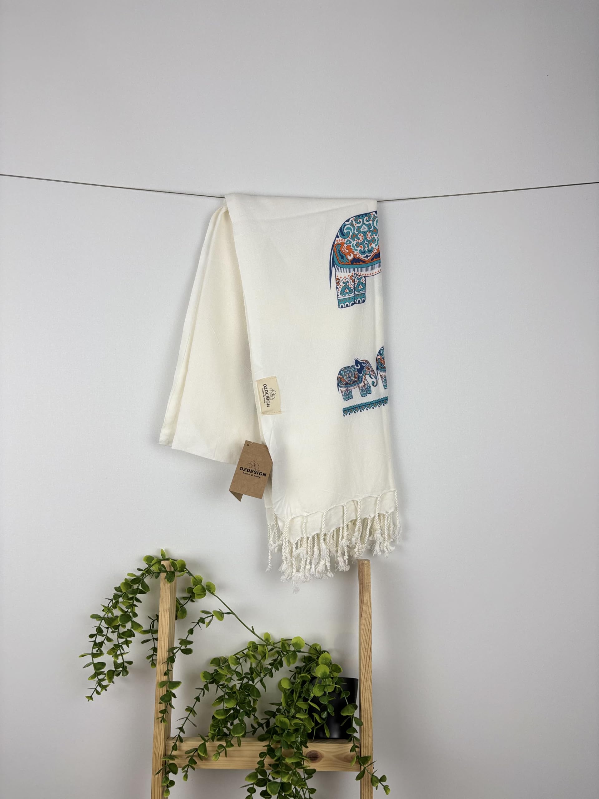 OZDESIGN Turkish Peshtemal Towel – 95x175 cm, Cotton Viscose Blend, Lightweight & Quick Dry, Serigraph Printed Hammam Towel for Bath