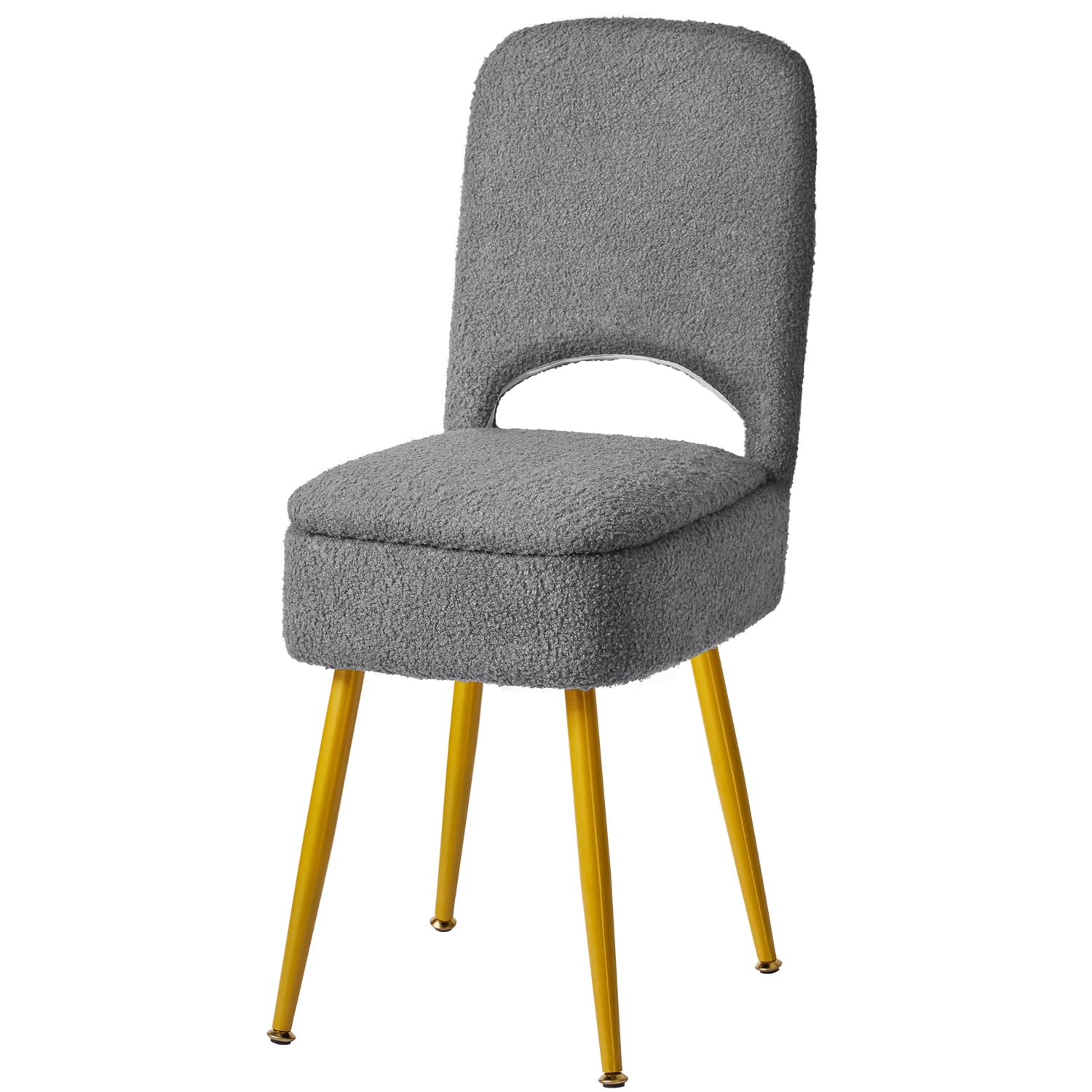 IBUYKE Storage Vanity Stool Chair with Folding Backrest, Gray WBD027G
