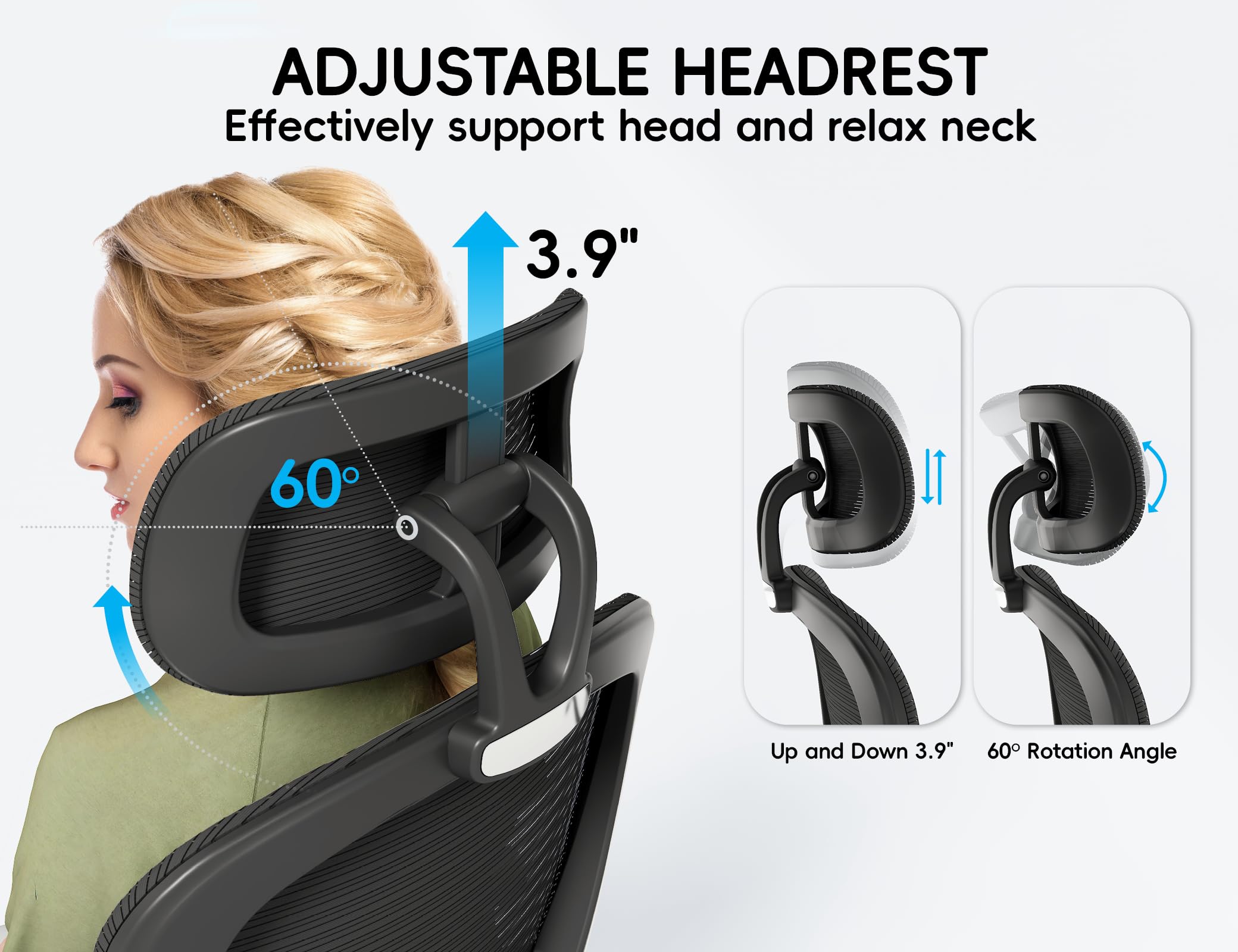 TRALT Office Chair - Ergonomic Office Chair with Back Support - Home Office Desk Chairs - 330lbs Wide Seat Big and Tall Office Chairs with Headrest