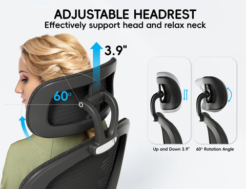 TRALT Office Chair - Ergonomic Office Chair with Back Support - Home Office Desk Chairs - 330lbs Wide Seat Big and Tall Office Chairs with Headrest