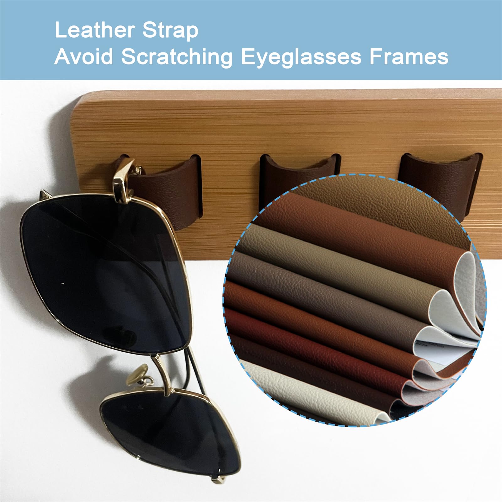 FINDAMAZE Sunglasses Organizer Wood Sunglasses Storage Wall Mounted Glasses Holder/Sunglasses Stand Eyewear Display for Men or Women