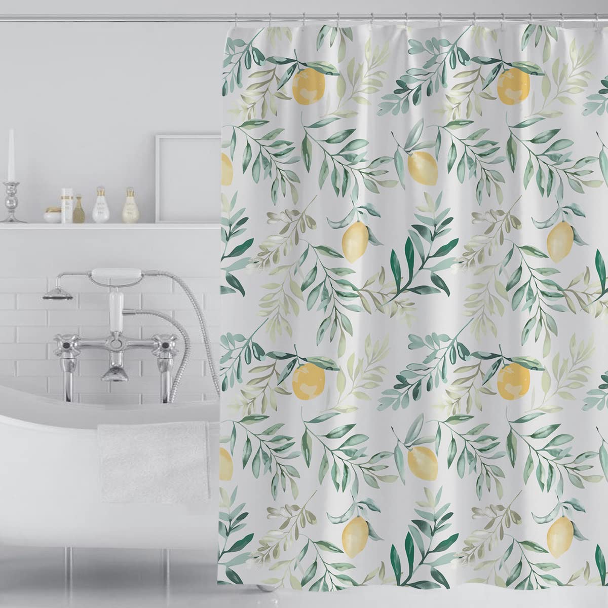 Tennove Shower Curtain 180 x 200cm Fruits Lemon Thick Polyester Fabric Mildew Resistant Shower Curtain Liner for Bathroom Decor Waterproof Bath