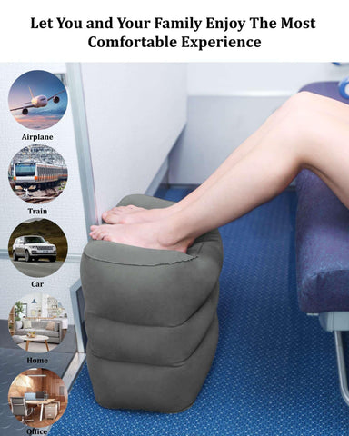 Inflatable Travel Foot Rest Pillow,Airplane Travel Pillow, Office Footrests, Adjustable 3 Layers Height Leg Rest Pillow