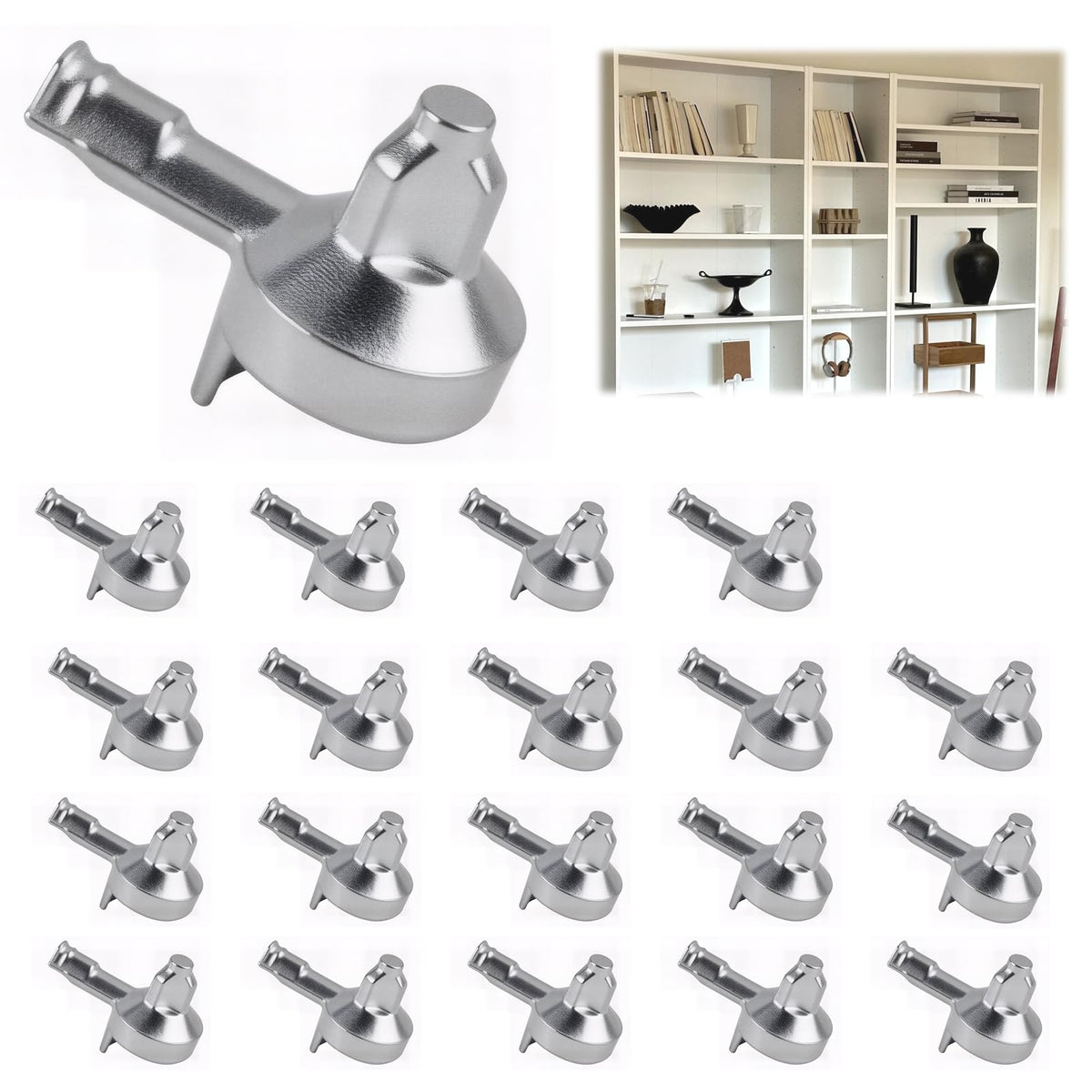 20PCS Shelf Pins for Billy Bookcase, Metal Bookshelf Pins for Part #131372