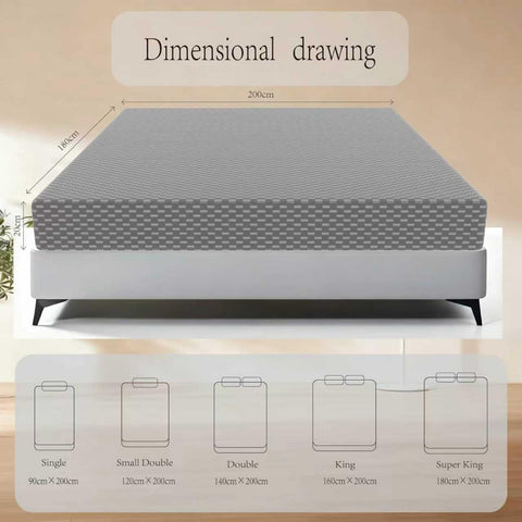 Dai Lufei Memory Foam Double Mattress, Medium Firm Support, Mattress Protector with Zipper Removable Cover,Soft Comfort(Grey, Double 20cm)