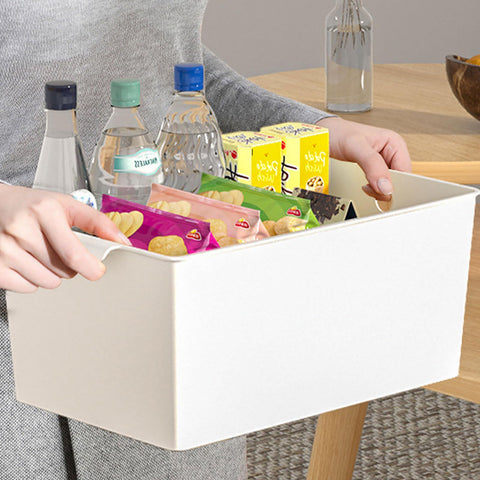 ASelected 4Pcs Plastic Storage Boxes With Handle White Box 26X19X15Cm Cupboard Storage Boxes Plastic Storage Basket Kitchen Cupboard Home And