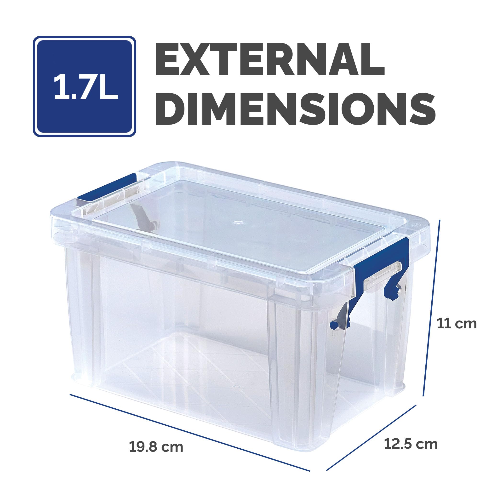 Bankers Box Storage Box 1.7L (10 Pack) - BPA-Free, Stackable Plastic Organizer with Clip-Lock Lid