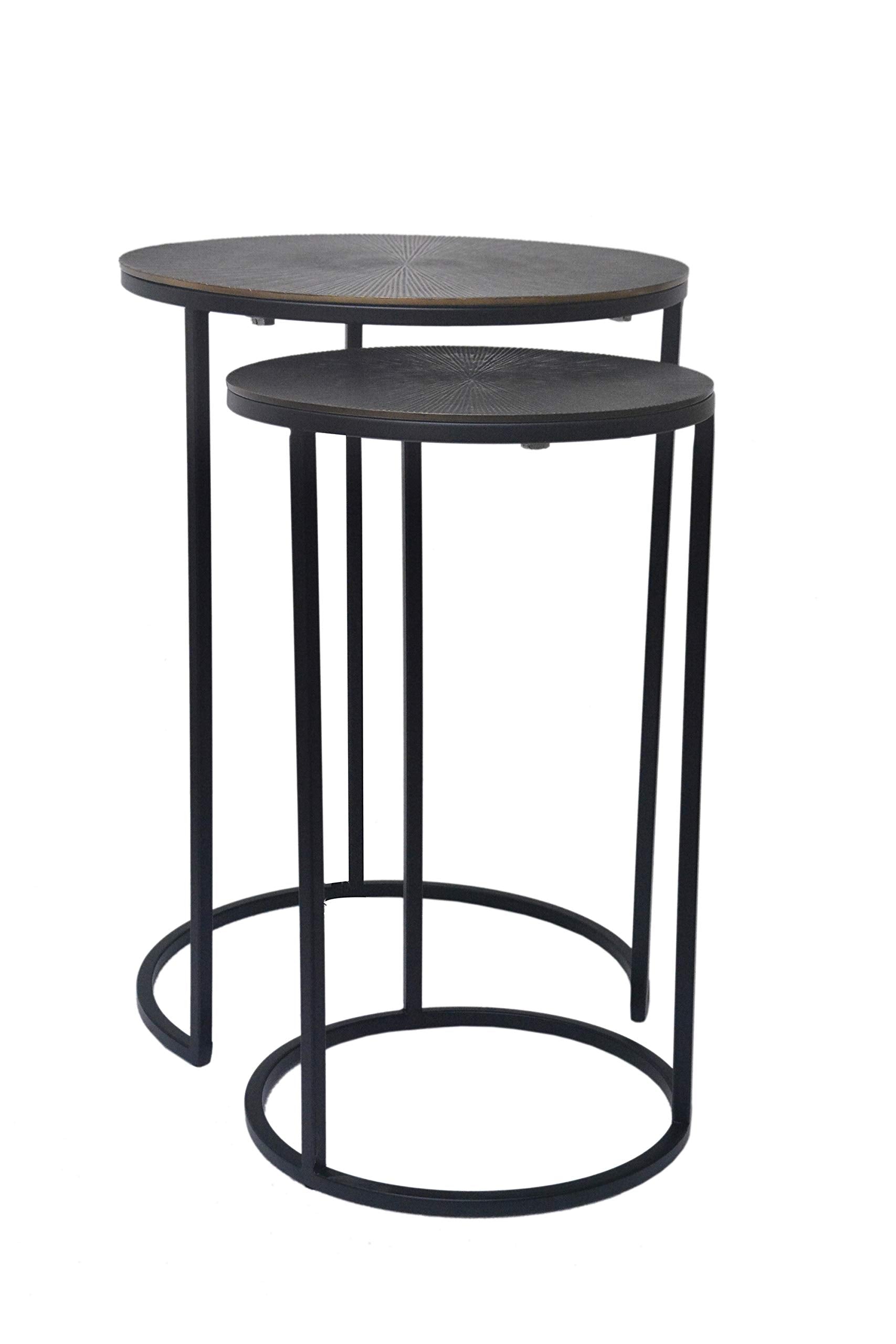 Aspect Hiba Round Nest of 2 Table,Antique Bronze/Black