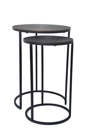 Aspect Hiba Round Nest of 2 Table,Antique Bronze/Black