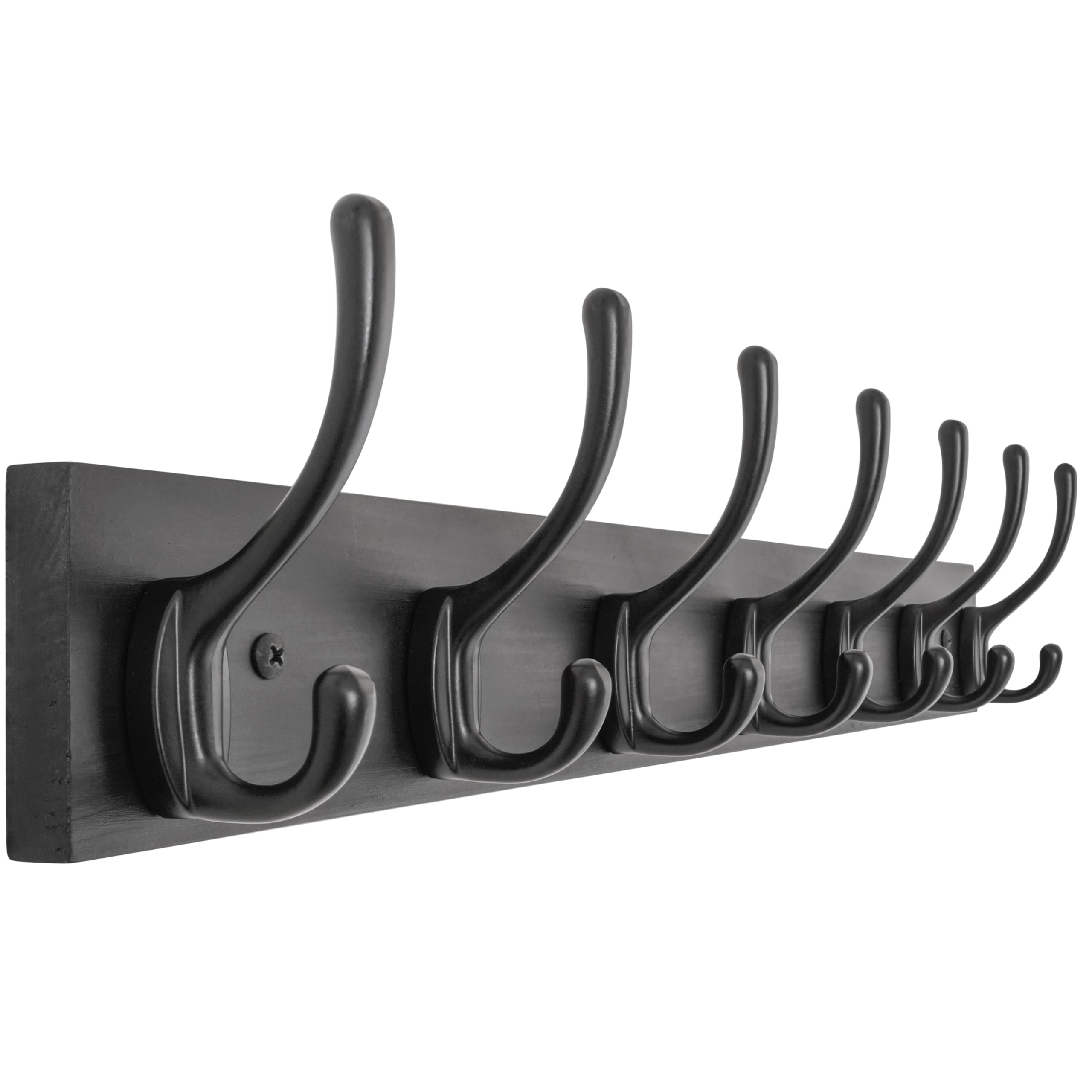 HONSKY Wall Coat Rack with 7 Double Hooks,50cm Wall Coat Hook,Wooden Coat and Towel Hanger Storage for Entryway, Bathroom, Bedroom