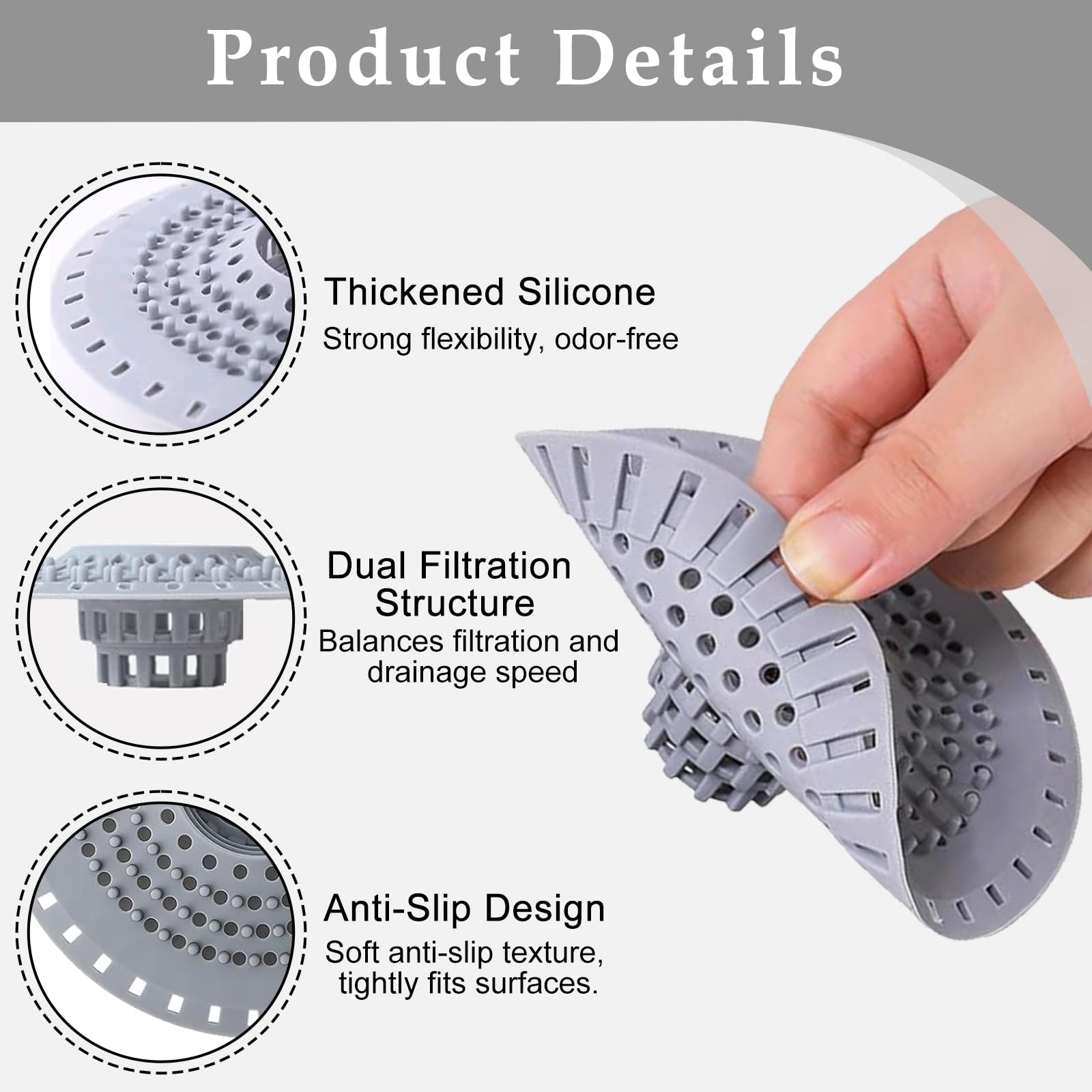 2 Pack Hair Catcher For Shower Drain, Silicone Shower Drain Hair Catcher, Shower Drain Cover Hair Trap