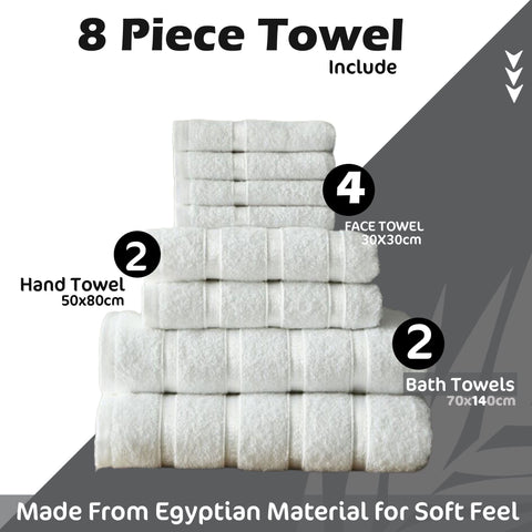 FAIRWAYUK 8-Piece Towels Bale Set for Bathroom, Ultra Soft Premium Quality Water Absorbent Towel Gift Sets, 100% Egyptian Cotton