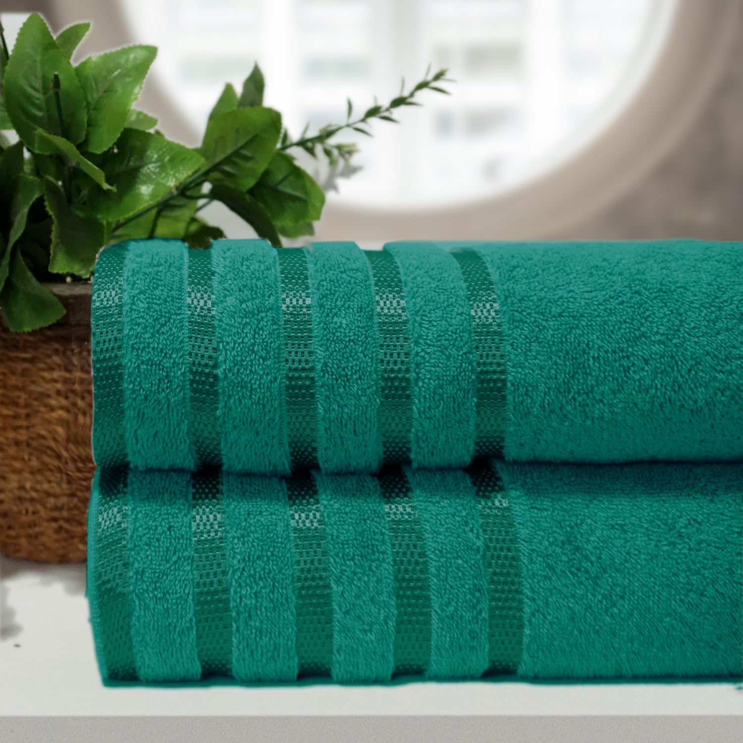 Casabella Deluxe 2 Piece Jumbo Bath sheet 90x180 cm 100% Cotton Extra Large Bath Towels Highly Absorbent Jade Green Bath sheets Towels