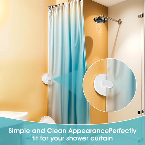 Thinp 4 Pack Shower Curtain Clips Shower Windproof Showers Curtains Weights Self Adhesive Showers Curtains Clips for Home Inside Splash Water Wall