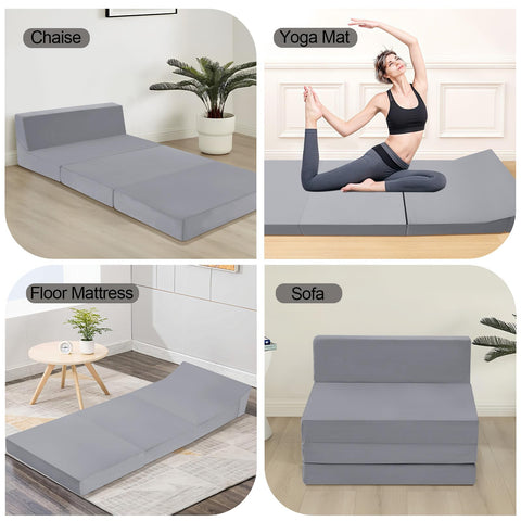 MeMoreCool Folding Floor Mattress Single, 195x75cm, Grey